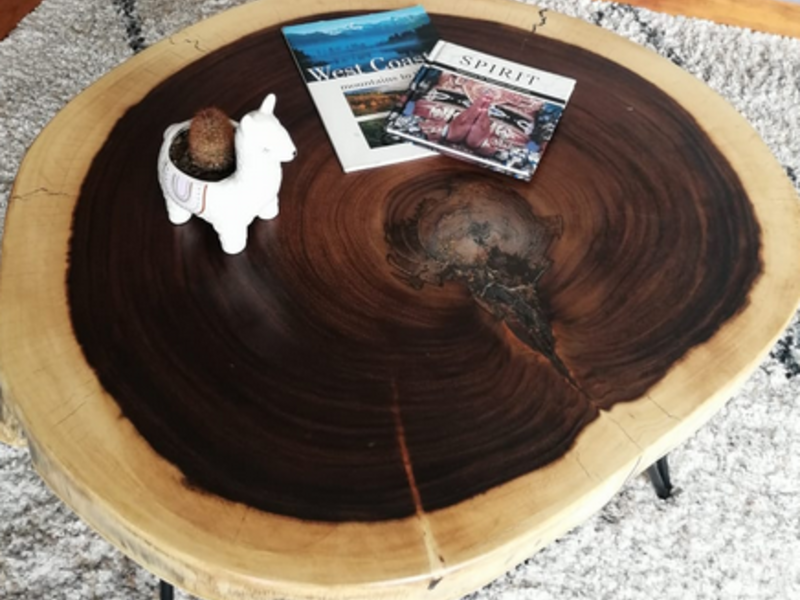 Mesa de pino circular 