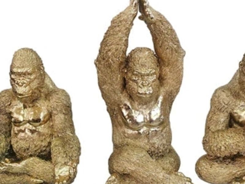 SET DE 3 YOGA GORILLAS GOLD