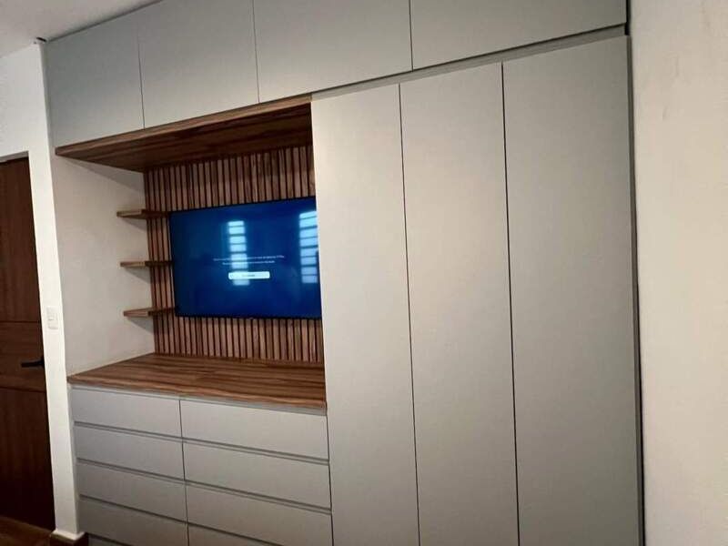Armario flotante de TV montado en la pared, mueble de pared de tablero  bajo, componente de gabinete de centro de entretenimiento, banco de TV  flotante