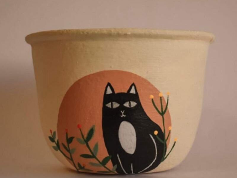 MACETA GATO FLORAL MEXICO 