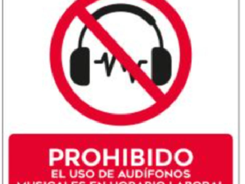 Señaletica Prohibido Uso Audifonos C.Mexico