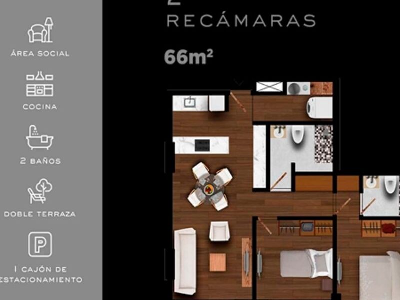 2 RECAMARAS  Departamento Venta México