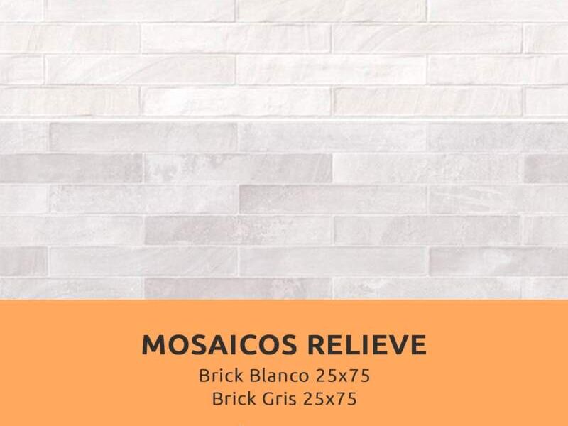 Mosaicos Texturizados Brick Blanco y Gris