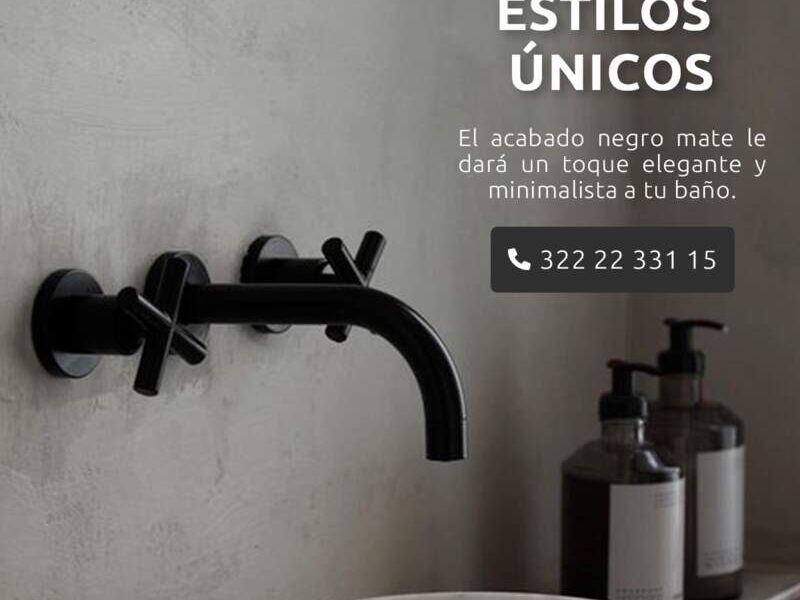 Mezcladora Baño Negro Mate