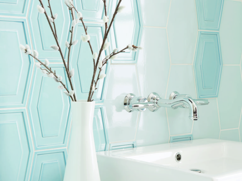 Porcelanato Hexagonal Celeste México