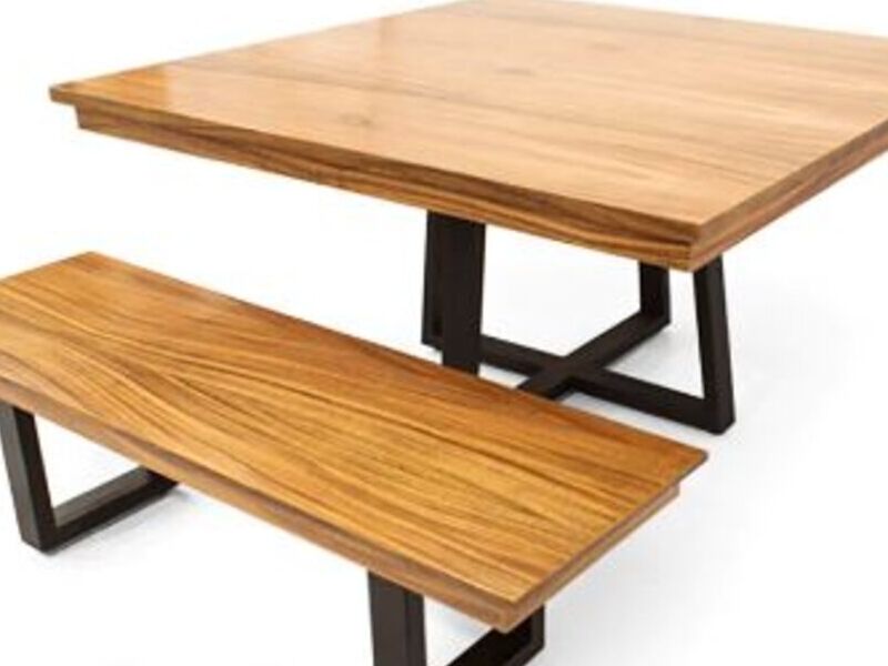 Mesa comedor con banca madera pino México