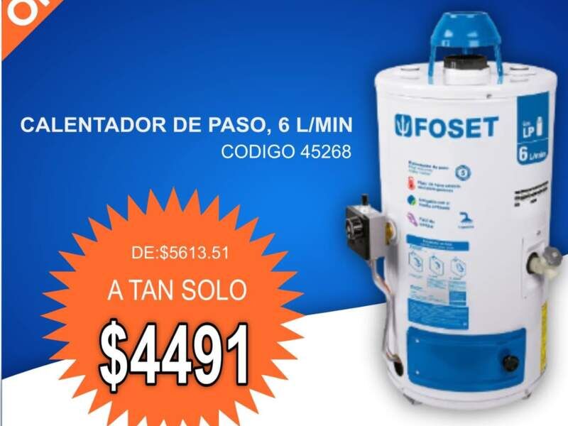 Calentador Paso 6L/MIN Mexico