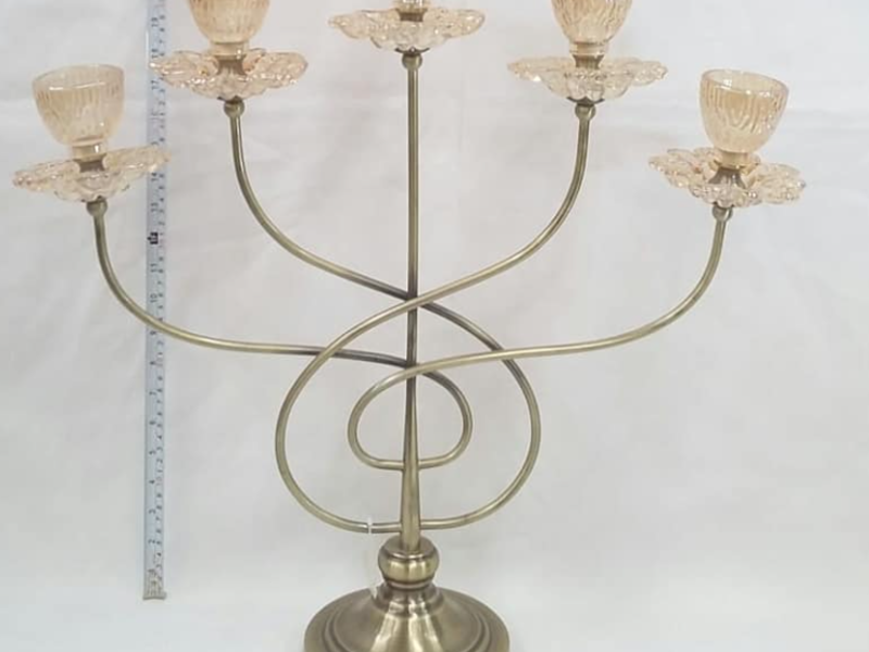 Candelabro porta velas metal cristal México