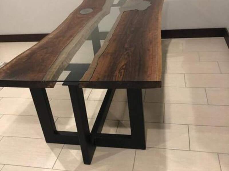 Base fierro cubierta madera Nogal México