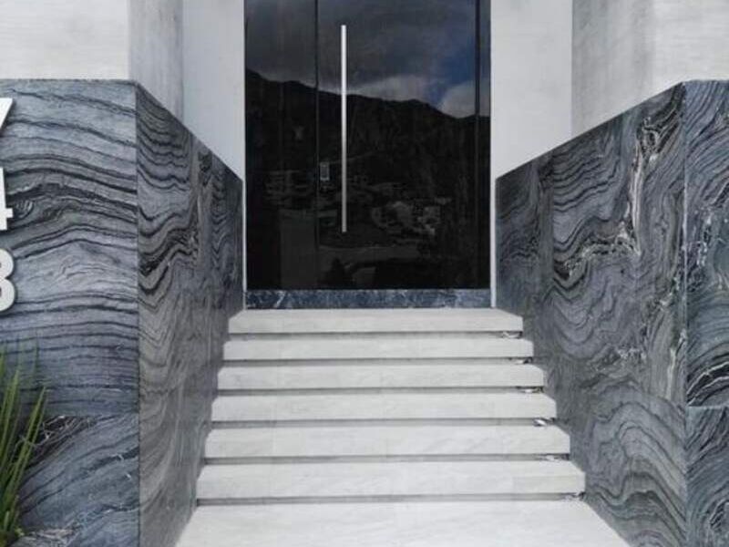 Puerta principal vidrio marmoleado México