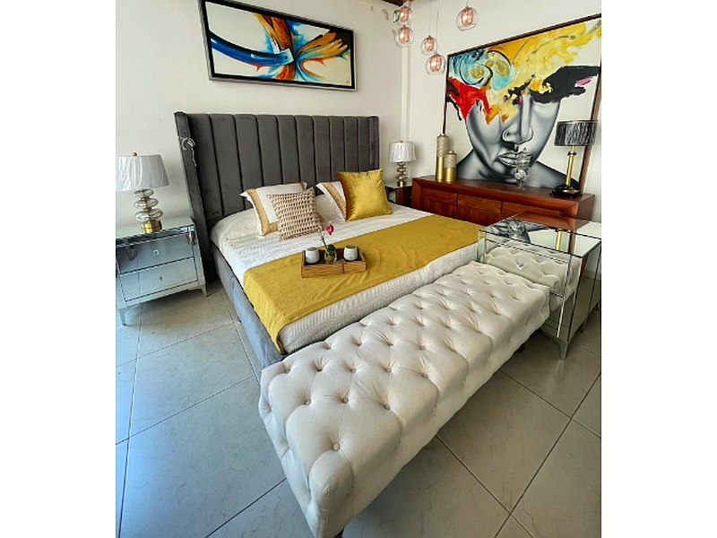 cama tapiz gris Cuernavaca CASA MARANDA