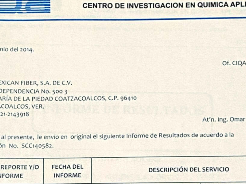 Prueba resistencia quimica Coatzacoalcos