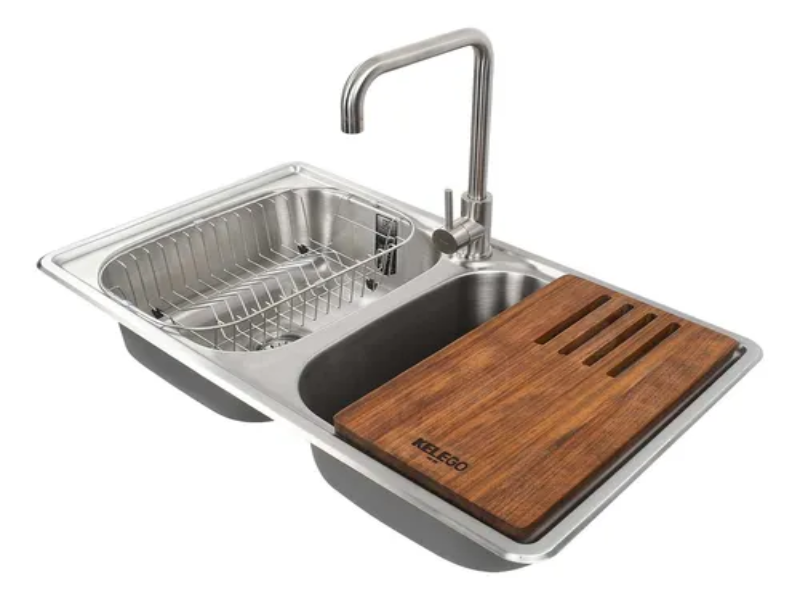 KELEGO 1 Paquete de tarja con monomando de cocina y accesorios