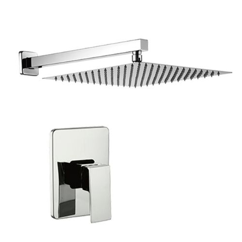 Juego monomando cuadrado empotrable con regadera Tetra Chrome CE06.101