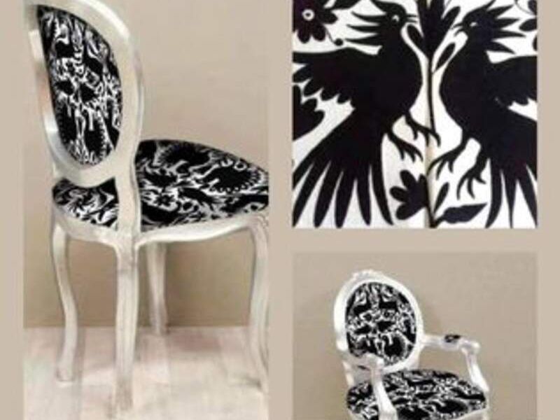 Silla Bordada Blanco/Negro México