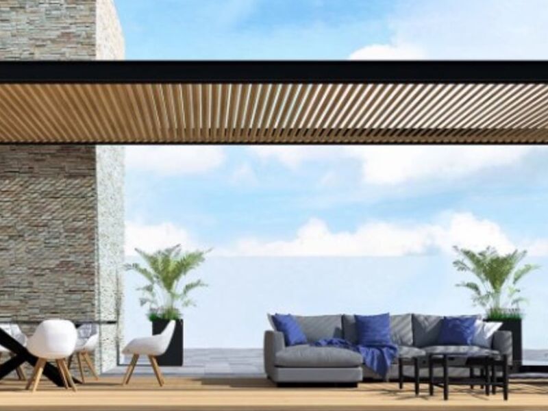 Pérgolas de aluminio color madera México