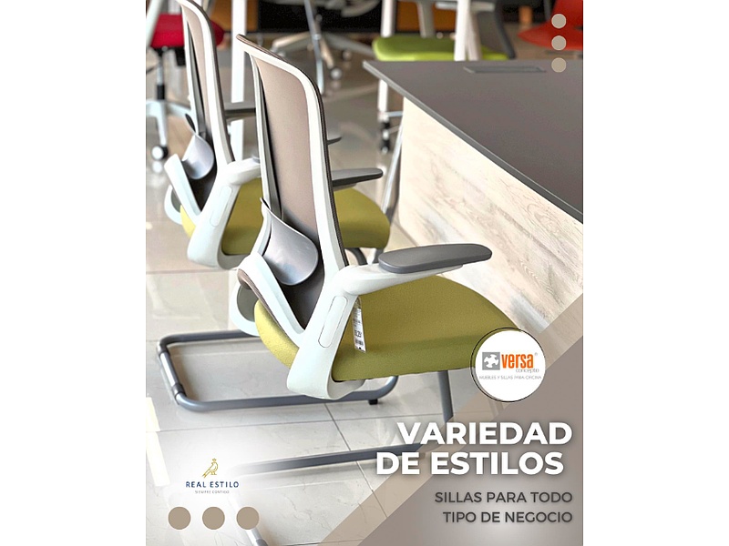 Silla de oficina Blanca con Verde Mexico