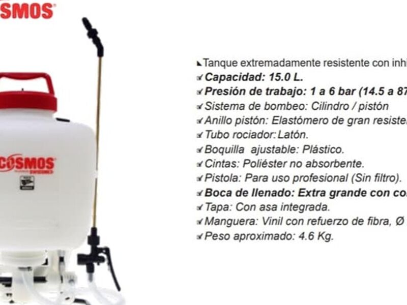 Aspersor Manual  Mochila Cosmos 15 L México