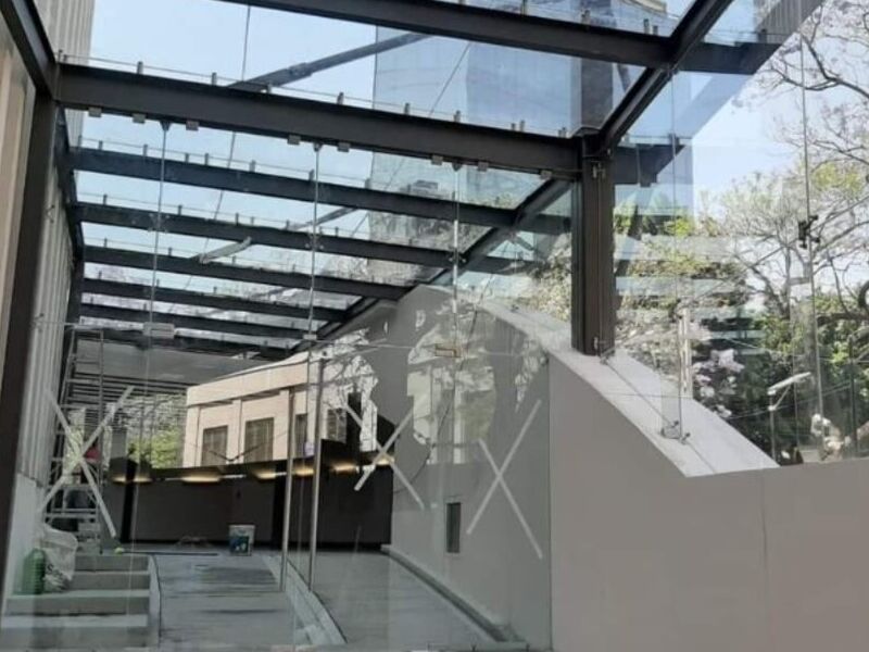 Pérgola de vidrio templado Tultepec