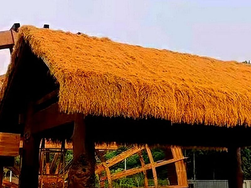 Pérgola bambú techo paja Yucatán