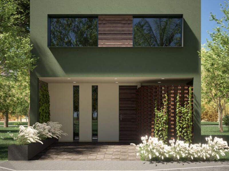DISEÑO VIVIENDA MODERNA VERDE TAPACHULA