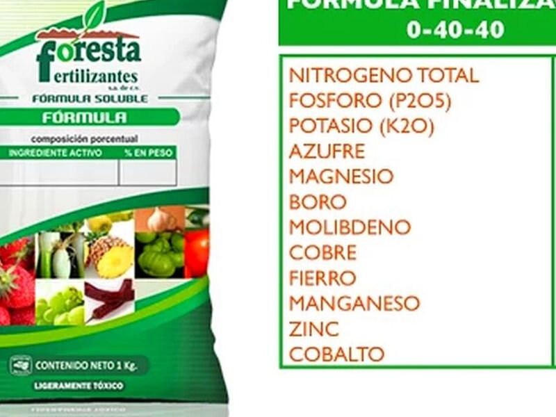 Fertilizante soluble 0-40-40 México