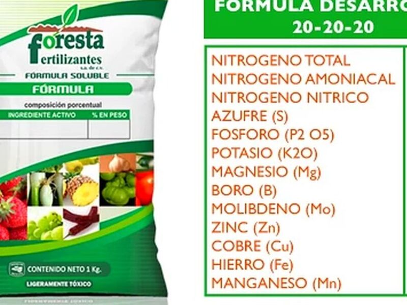 Fertilizante soluble 20-20-20 México