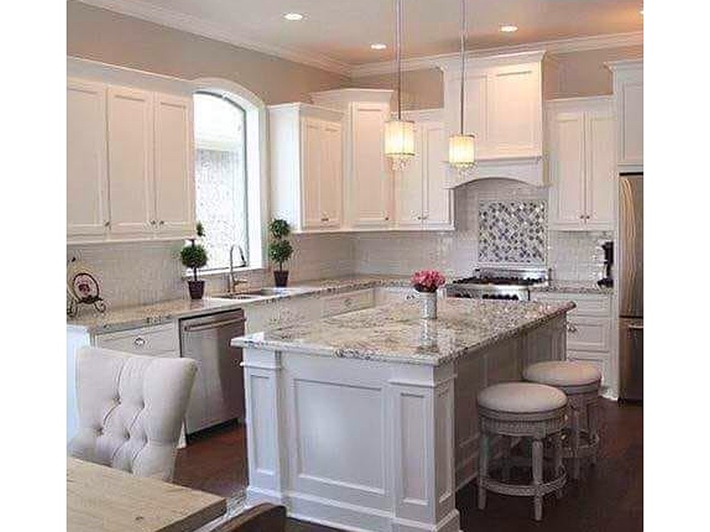 Cocina con isla color blanco México
