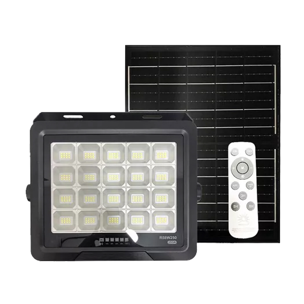 Reflector Led Solar 250 Watts IP65 Control Remoto Detección Diurna/Nocturna