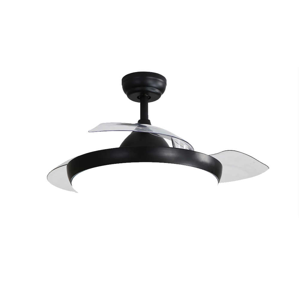 Ventilador Alphaled Negro Plegable Reversible Con Lámpara Led Aspas Escondidas De Abs 3 Tonos Luz