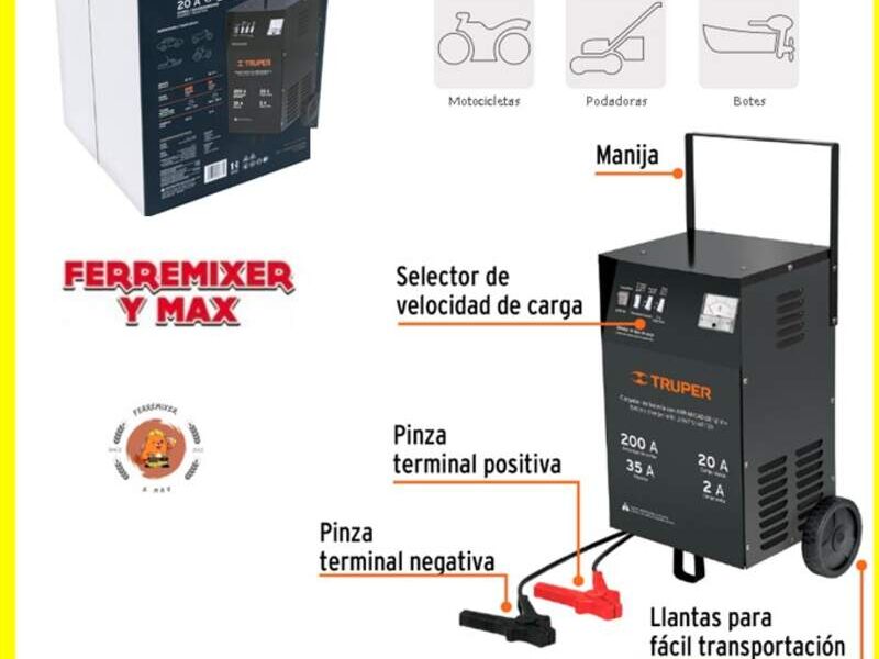 CARGADOR DE 200 A PARA BATERÍAS DE 12 V C/R