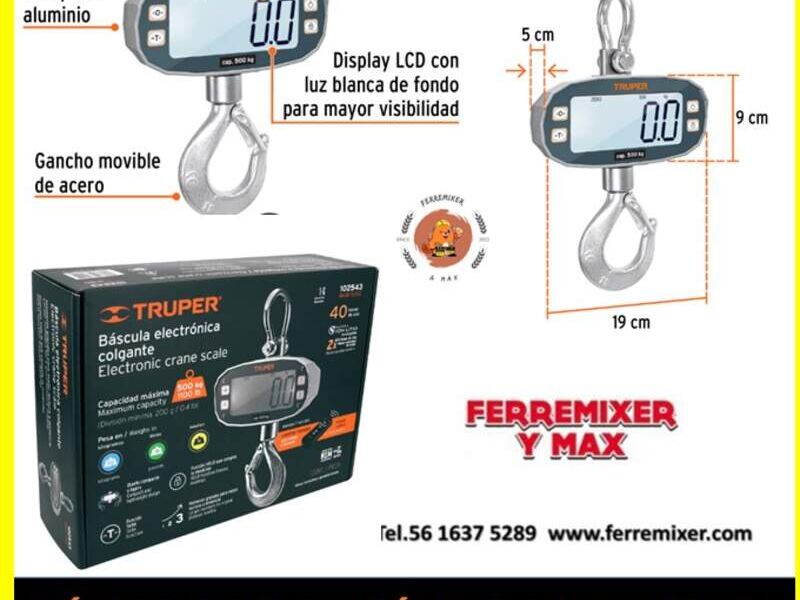 BÁSCULA ELECTRÓNICA COLGANTE, 500 KG