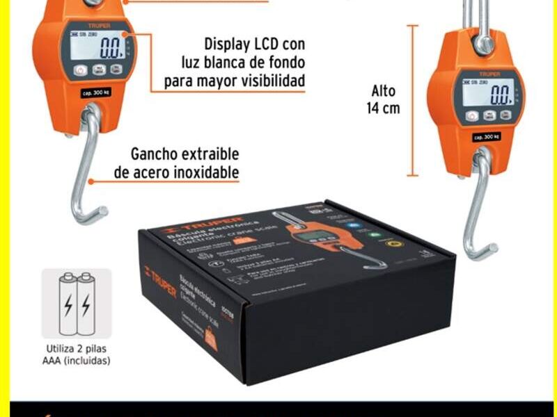 BÁSCULA CAPACIDAD 300 KG ELECTRÓNICA COLGANTE