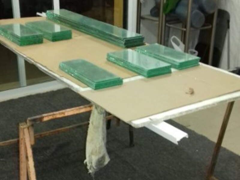 Cortes vidrio tintex verde Calimaya