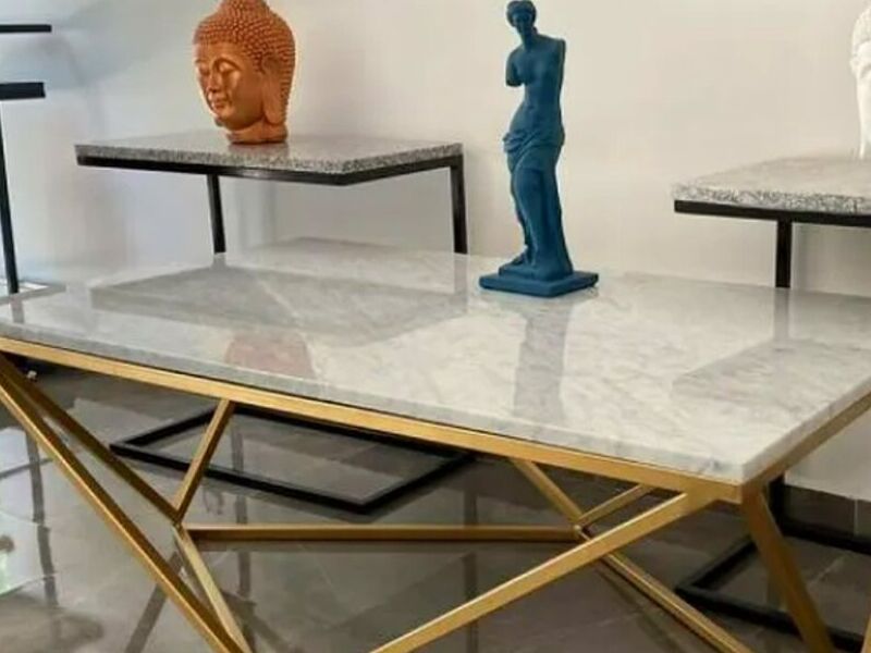 Mesa centro 3D Mármol blanco México