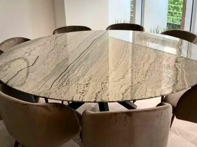 Mesa circular granito Viscount White México