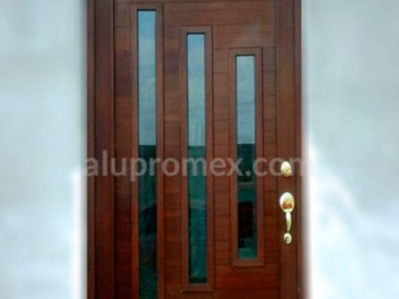 Puerta de aluminio con fijos de vidrio Toluca