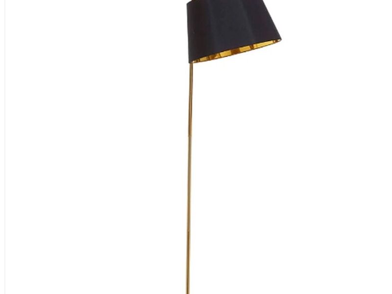 Lampara Pie dorado pantalla negra