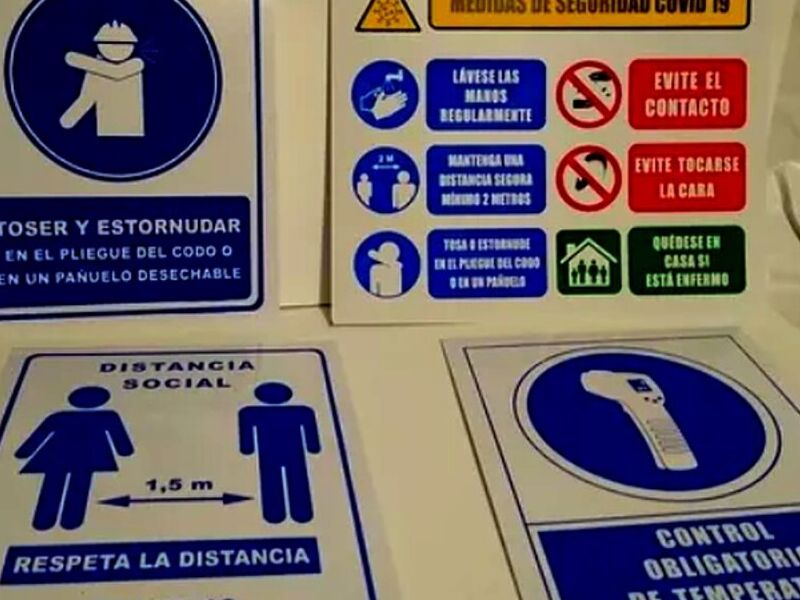Kit 7 señalamientos prevención covid PUEBLA