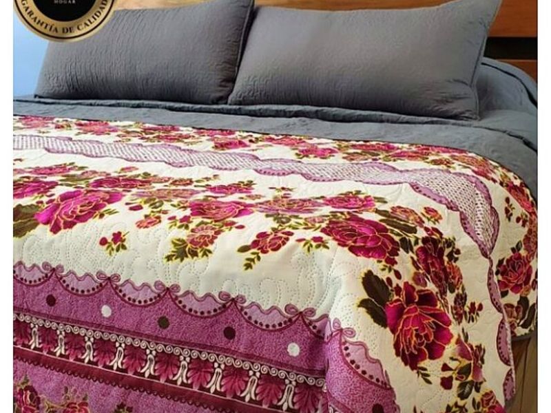 Colcha estampada matrimonial México