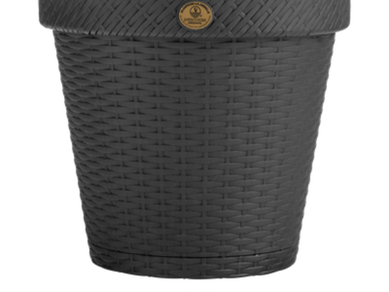 Maceta Rattan redonda gris Mexico