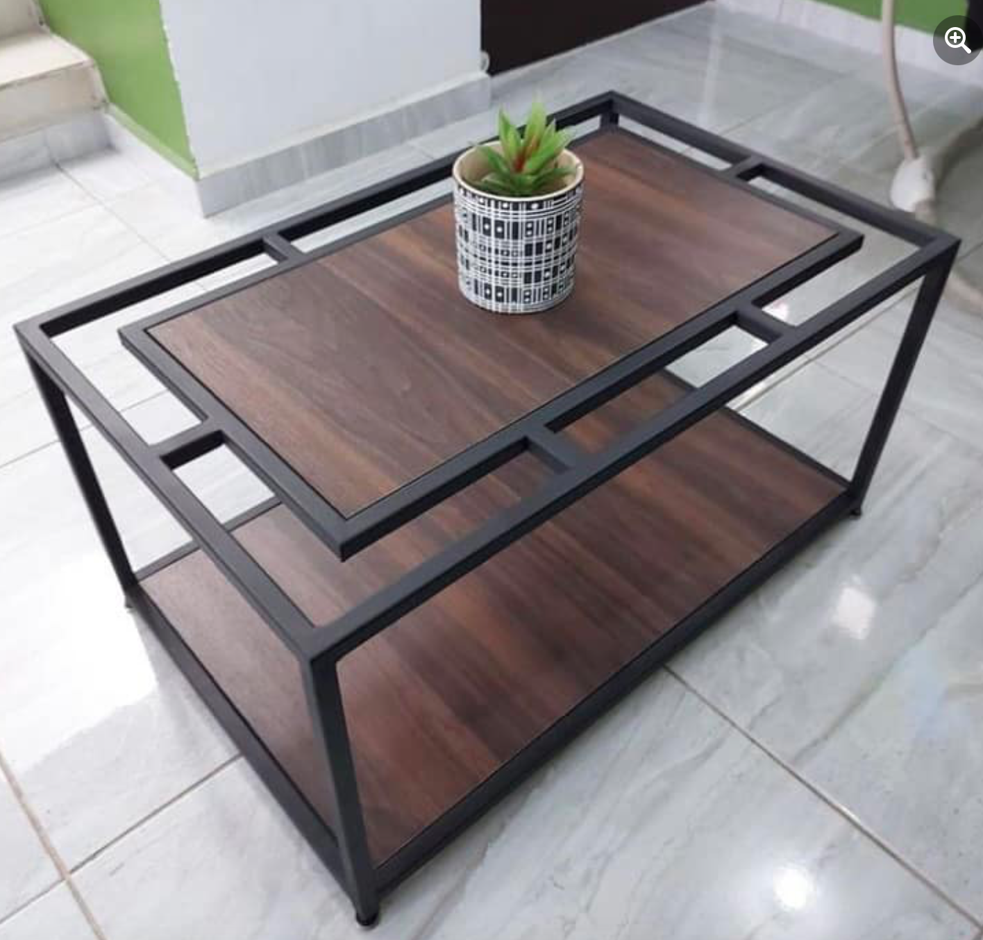 Mesa de centro madera y herrería México 