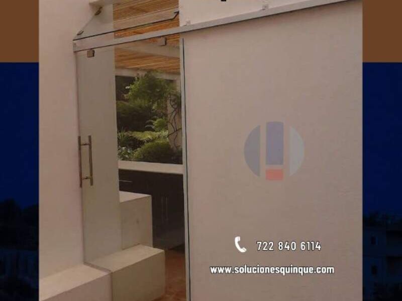 Puertas corredizas vidrio templado Toluca 