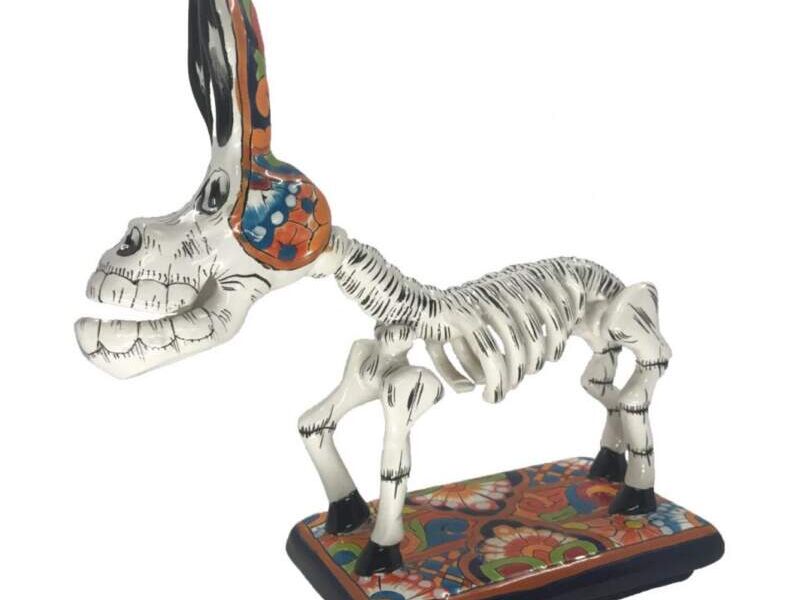 Esqueleto Burro Cerámica Pintada Mano