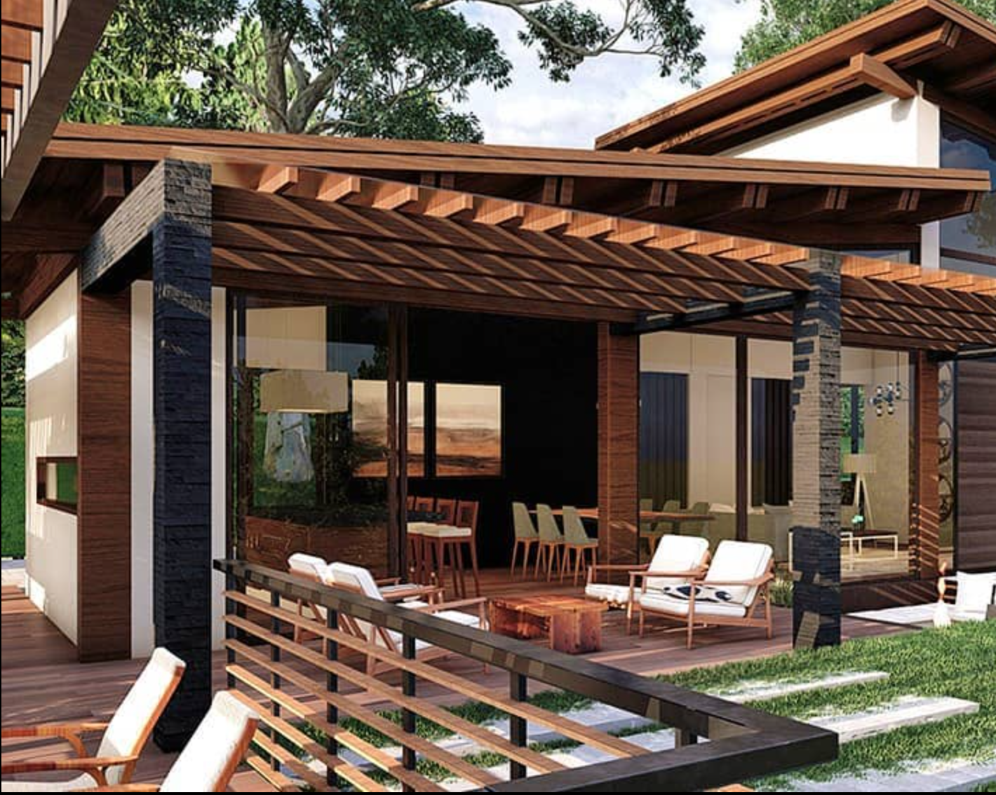 Casa con exterior de madera México 