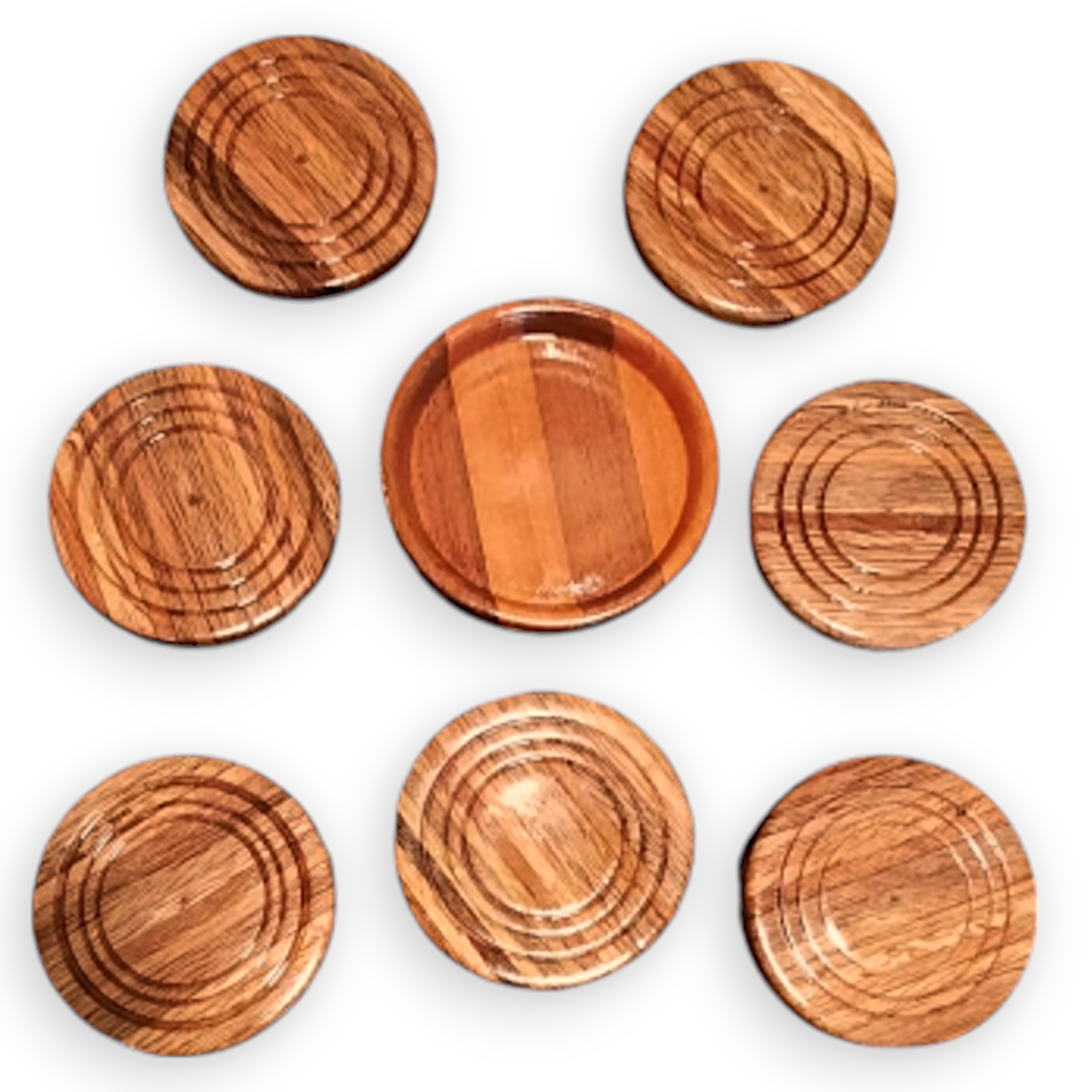 Set de portavasos de maderas duras ensambladas y torneadas