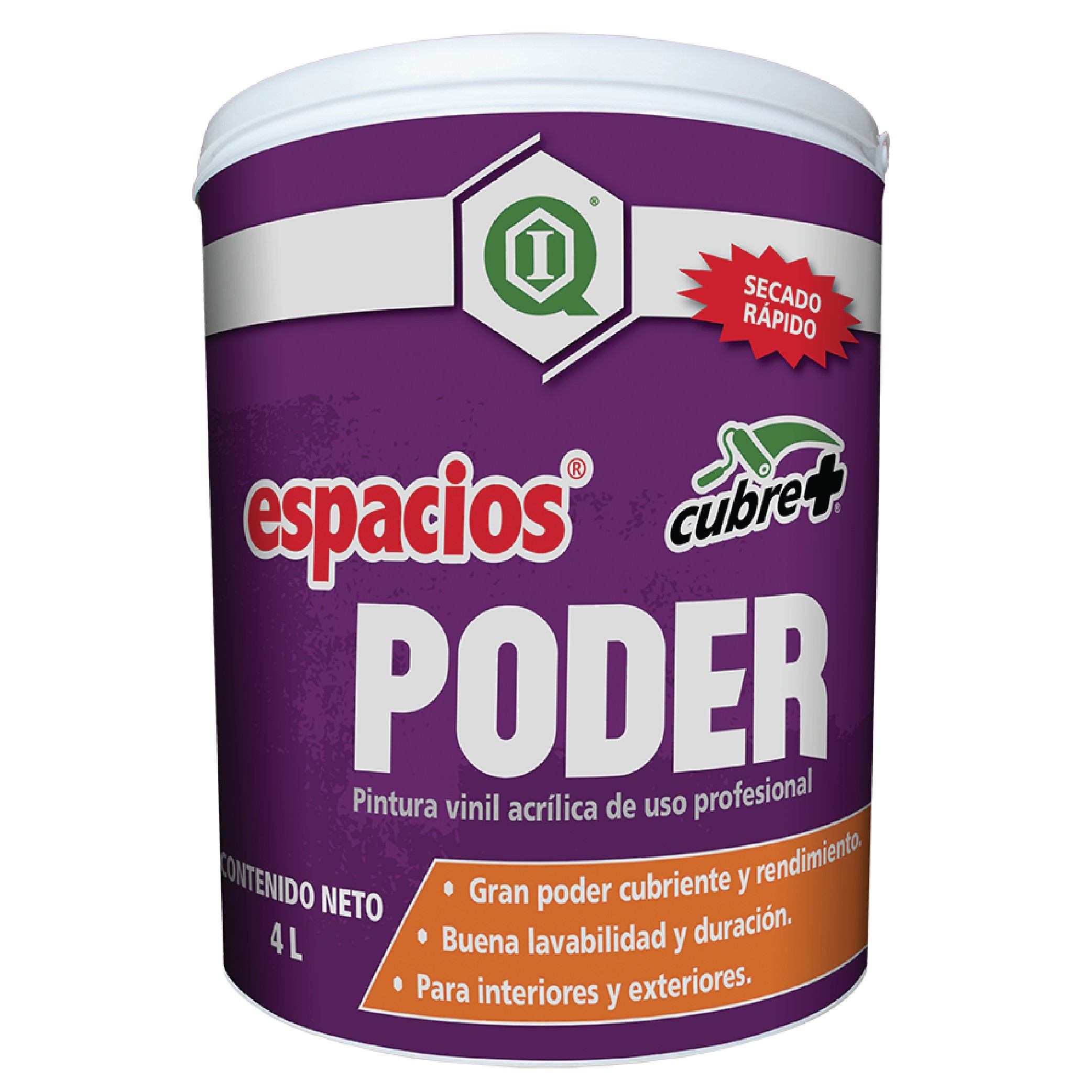 Pintura Vinil Acrílica para Muros ESPACIOS / PODER, ANTIBACTERIAL / Blanco / 4, 19 y 200 L