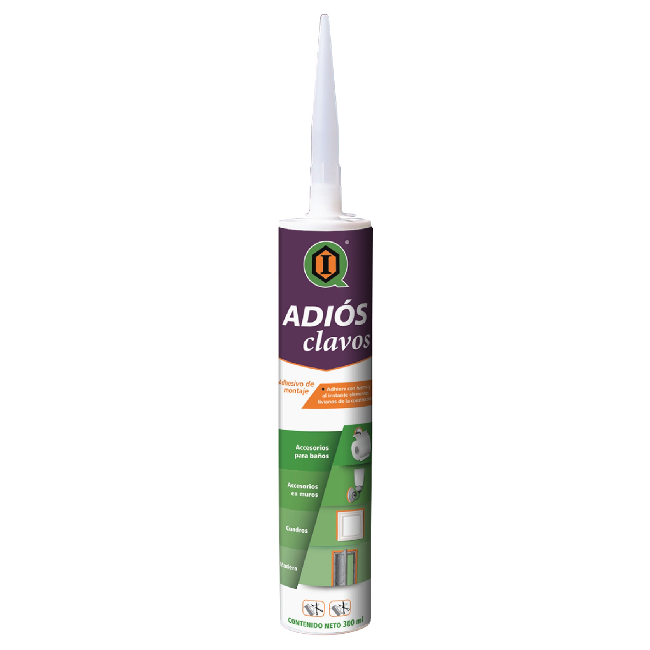Adhesivo en Pasta de Hule Siliconizado SELLAQUIM ADIOS CLAVOS / Blanco / 300 ml