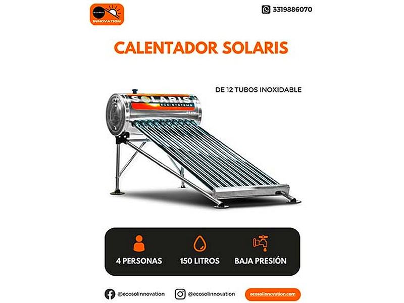 Calentador Solaris de 12 tubos inoxidable