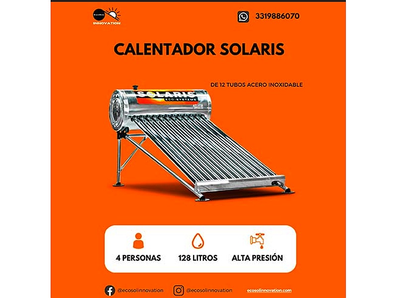 Calentador Solaris 12 tubos acero inoxidable